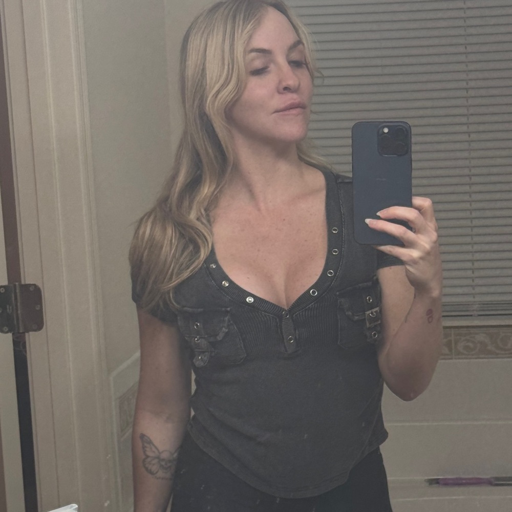 Women's Black V-Neck Top